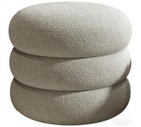 Banc Coffre Rond | Tabouret Repose-Pieds Capitonné Imitation Ours en Peluche | SièGe Pliable pour Salon, Chambre, Pied De Lit, Dortoir(Gray/3rd)
