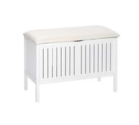 Banc coffre salle de bain Oslo - WENKO - Bois massif - Blanc - 78 x 55 x 39 cm