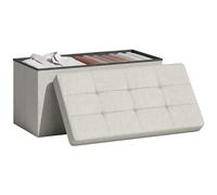 HomCom - Banc de rangement Chesterfield capitonné - 76 x 38 x 38 cm, 84 L, pliable, crème