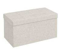 HOMCOM Banc de Rangement, Pouf de Rangement, 76 x 38 x 38 cm, 84L, Pliable, Bout de lit, Repose-Pieds, avec Couvercle, pour Couloir, Salon, capitonnée, crème