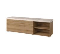 Banc-Coffre Vertigo - Assise rembourrée - Chêne Sauvage et Beige Sable - Rangement Pratique