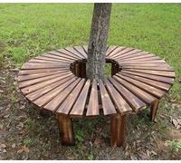 Banc D’Arbre De Jardin Extérieur en Bois Massif, Banc De Parc Rond Incurvé en Forme D’éventail avec Siège à Lattes, Banc D’Arbre Demi-Rond De Patio sans Dossier pour, Brown