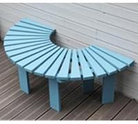 Banc D’Arbre De Jardin Extérieur en Bois Massif, Banc De Parc Rond Incurvé en Forme D’éventail avec Siège à Lattes, Banc D’Arbre Demi-Rond De Patio sans Dossier pour, White