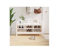 Banc d'Entrée Blanc 80x40x43 cm Bois de Pin Massif Rangement Siège vidaXL