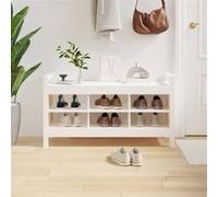 Banc d entrée Blanc 110x40x60 cm Bois de pin massif blanc G
