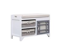 Banc d entrée Blanc 70 x 33,5 x 45 cm Bois de Paulownia