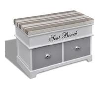 vidaXL Banc d'entrée et de rangement avec coussin gris 2 tiroirs Blanc