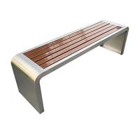 Banc d’Extérieur Résistant aux Intempéries, Banc sans Dossier en Acier Inoxydable et Composite Bois-Plastique, Assise Moderne pour Jardin, Balcon et Espaces Publics(Silver,150cm)