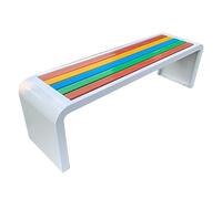 Banc d’Extérieur Résistant aux Intempéries, Banc sans Dossier en Acier Inoxydable et Composite Bois-Plastique, Assise Moderne pour Jardin, Balcon et Espaces Publics(White,180cm)