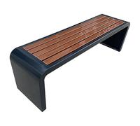 Banc d’Extérieur Résistant aux Intempéries, Banc sans Dossier en Acier Inoxydable et Composite Bois-Plastique, Assise Moderne pour Jardin, Balcon et Espaces Publics(Brown,120cm)