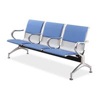 Banc d'accueil 3 Places pour Salle d'attente d'aéroport, chaises de Bureau avec accoudoirs et dossiers, Assise en Cuir, Design Bleu Confortable, Taille Unique
