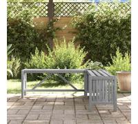 Banc d'angle avec jardinière 117 cm en bois massif d'acacia gris | Assise 88 cm, jardinière 30 x 30 cm, pour terrasse, jardin, assemblage requis