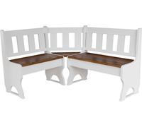 Banc d'angle blanc en pin avec assise couleur Calvados 160 x 140 cm