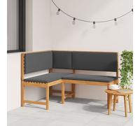 Banc D'angle De Jardin Vidaxl Avec Coussins 140x100x91 Cm En Bois Massif D'acacia