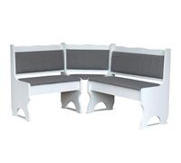 Banc d'angle en bois de pin blanc avec rembourrage en bois massif Gris clair (120 x 160)