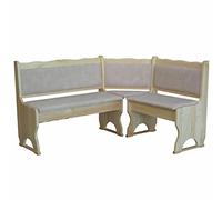 Banc d'angle en pin laqué avec rembourrage en bois massif Beige écologique 140 x 140 cm