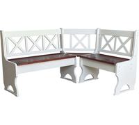 Banc d'angle II blanc en pin avec assise en couleur Calvados 120 x 120 cm