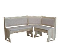 Banc d'angle non traité avec rembourrage en bois massif - Beige écologique (100 x 160)