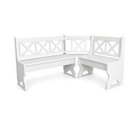 Banc d'angle pin bois massif blanc rangement 120-180 cm banc de cuisine maiso...