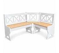 Banc d'angle pin bois massif laqué blanc/naturel rangement 120-180 cm banc de...