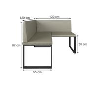Vicco Banc d'angle Ravon, Cachemire, 120x120cm, adapté comme Banc de Salle à Manger pour Cuisines et espaces Repas