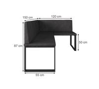 Banc d'angle Ravon, 120x150cm, Anthracite, Vicco 58491