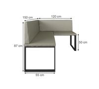 Banc d'angle Ravon, 120x150cm, Cachemire, Vicco 58492