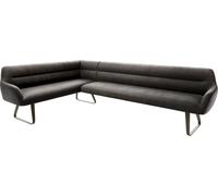 Banc-d'angle Taya-Flex 285x190 cm châssis à Patins Plat Titane Microfibre Antracite Vintage Ressort ensaché à Droite Banc-de-Salle-à-Manger
