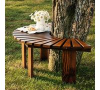 Banc d'arbre demi-rond - Bancs de jardin enveloppants résistants aux intempéries banc à lattes en bois massif sans dossier - Mobilier d'extérieur pour bancs circulaire de cour(brun,Half Round)