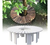 Banc d'arbre incurvé à lattes en bois pour terrasse, porche, pelouse, jardin (blanc, demi-rond) - Parfait pour la détente et la décoration
