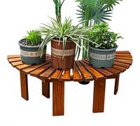 Banc d'arbre incurvé extérieur, tabouret de jardin en bois, siège de patio, chaise de cour semi-circulaire enveloppant autour du siège d'arbre pour arrière-cour porche avant(Wood Color,Half Round)