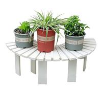 Banc d'arbre incurvé extérieur, tabouret de jardin en bois, siège de patio, chaise de cour semi-circulaire enveloppant autour du siège d'arbre pour arrière-cour porche avant(Blanc,Half Round)