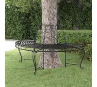 Banc d'arbre semi-circulaire en acier - Diamètre : 160 cm - Noir - Pour | Construction en acier, résistante aux intempéries, diamètre de 160 cm, pour l'extérieur, design élégant