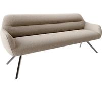 Banc-de-salle-à-manger Taya-Flex 200 cm bouclé boue pied croisé angulaire grafiete ressort ensaché