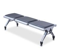 Banc d'attente 3 places, design sans accoudoirs avec cadre en acier durable et tapis antidérapants, parfait pour les espaces publics comme les cliniques, les aéroports et les écoles