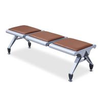 Banc d'attente 3 places - Sans accoudoirs - Chaise de bureau en acier laminé à froid avec tapis antidérapants - Idéal pour clinique, aéroport, hôpital, salon, banque, école (marron)