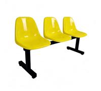Banc d'Attente avec Dossier, Banc de Remplacement en Plastique pour Stade, Chaises de Réception pour Entrée de Magasin, École, Terrain de Basket et Hôpital(Yellow,150*48*78cm/59*19*31in)
