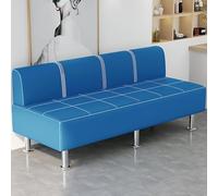Banc D'attente avec Dossier, Canapé en Similicuir, Fauteuil de Bureau, Chaise D'accueil Rembourrée, Pieds de Support en Acier Inoxydable, Idéal pour Bureau, Appartement, Salon(Blue,170cm/67in)