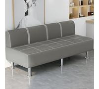Banc D'attente avec Dossier, Canapé en Similicuir, Fauteuil de Bureau, Chaise D'accueil Rembourrée, Pieds de Support en Acier Inoxydable, Idéal pour Bureau, Appartement, Salon(Gray,170cm/67in)