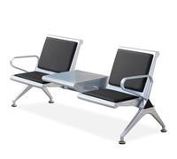 Banc d'attente avec table et accoudoirs, cuir PU durable pour une assise confortable dans le bureau, le hall, l'aéroport, la banque et les zones de réception d'hôpital