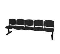 Banc d'attente - PIQUERAS Y CRESPO - Modèle 5 places - Fer noir - Tissu ARAN noir - Confort optimal