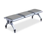 Banc d'attente rembourré 3 places avec tapis de sol antidérapants, sans dossier, pour bureau, hall d'entrée, aéroport, banque, hôpital, réception