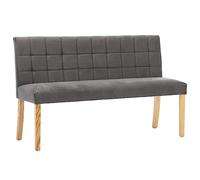 Banc de 140 cm en velours gris avec dossier matelassé, rembourré, pieds en bois d'hévéa, idéal pour couloir, salon, chambre à coucher comme siège confortable et garde-robe élégante