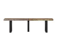 Banc de 160 cm en bois massif vieilli avec structure en acier, banc de style industriel pour couloir, couloir et salon, banc en bois robuste avec bord d'arbre naturel