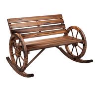 Banc de balançoire de jardin Outsunny, banc de balançoire pour 2 personnes, avec accoudoirs en forme de roue, pour balcon, jardin, terrasse, carbonisé.