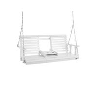 VEVOR Balançoire de Porche en Bois, 1523x710x600 mm, Banc de terrasse pour Cour et Jardin, Forte capacité de Charge 400kg, Banc de balançoire Robuste avec chaînes de Suspension pour extérieur, Blanc