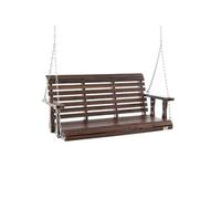 Banc de balançoire porche bois suspendu jardin patio cour marron 1370 mm