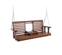 Banc de balançoire porche bois suspendu jardin patio cour marron 1523 mm