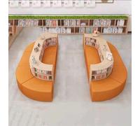 Banc de bibliothèque de forme contemporaine avec étagères intégrées, meuble de coin de lecture pour salle d'étude, salle d'attente et bureau