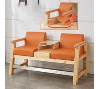 Banc De Billard De Longueur Personnalisée Avec Table En Verre Trempé Et Porte-queues - Cadre En Bois Massif De 1,5 M À 3,0 M, Coussin Épais, For Salle De Billard, Club, Salle De Jeux(Orange,2people)